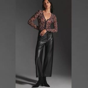ANTHROPOLOGIE The Colette Cropped Wide-Leg Faux Leather Pants by Maeve